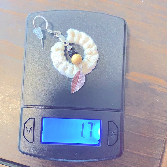 New Boho Style Uniquely Handmade Macrame Beaded Leaf Charm Silver Hook Dangles - Picture 8 of 15